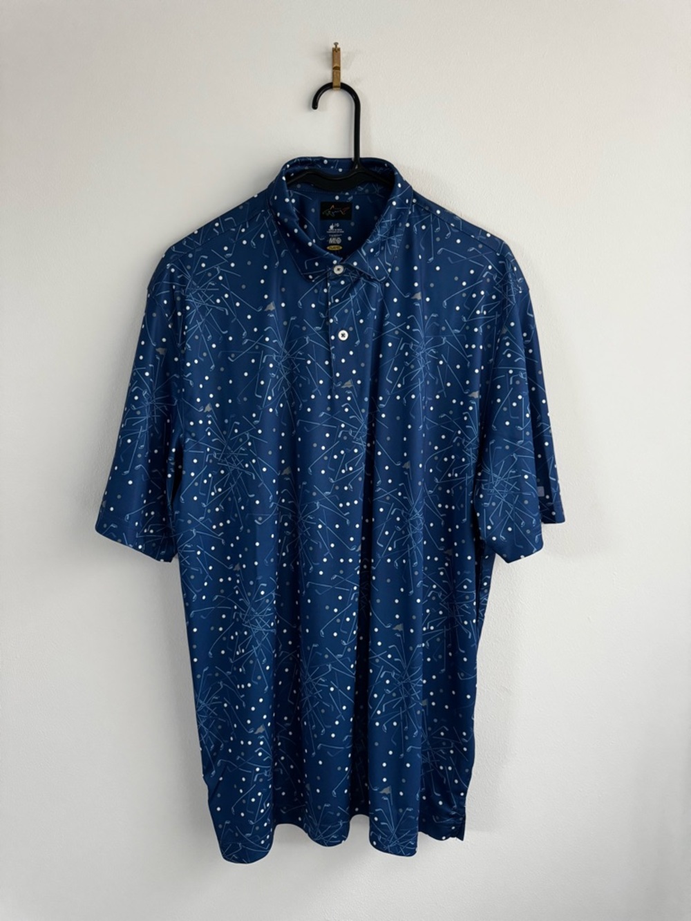 Men's Navy Patterned Short-Sleeve Polo Shirt